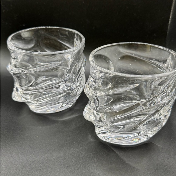 Set of 2 Heavy Scotch/Whiskey Lowball Cocktail Drinking Glasses Twisted - Picture 1 of 12